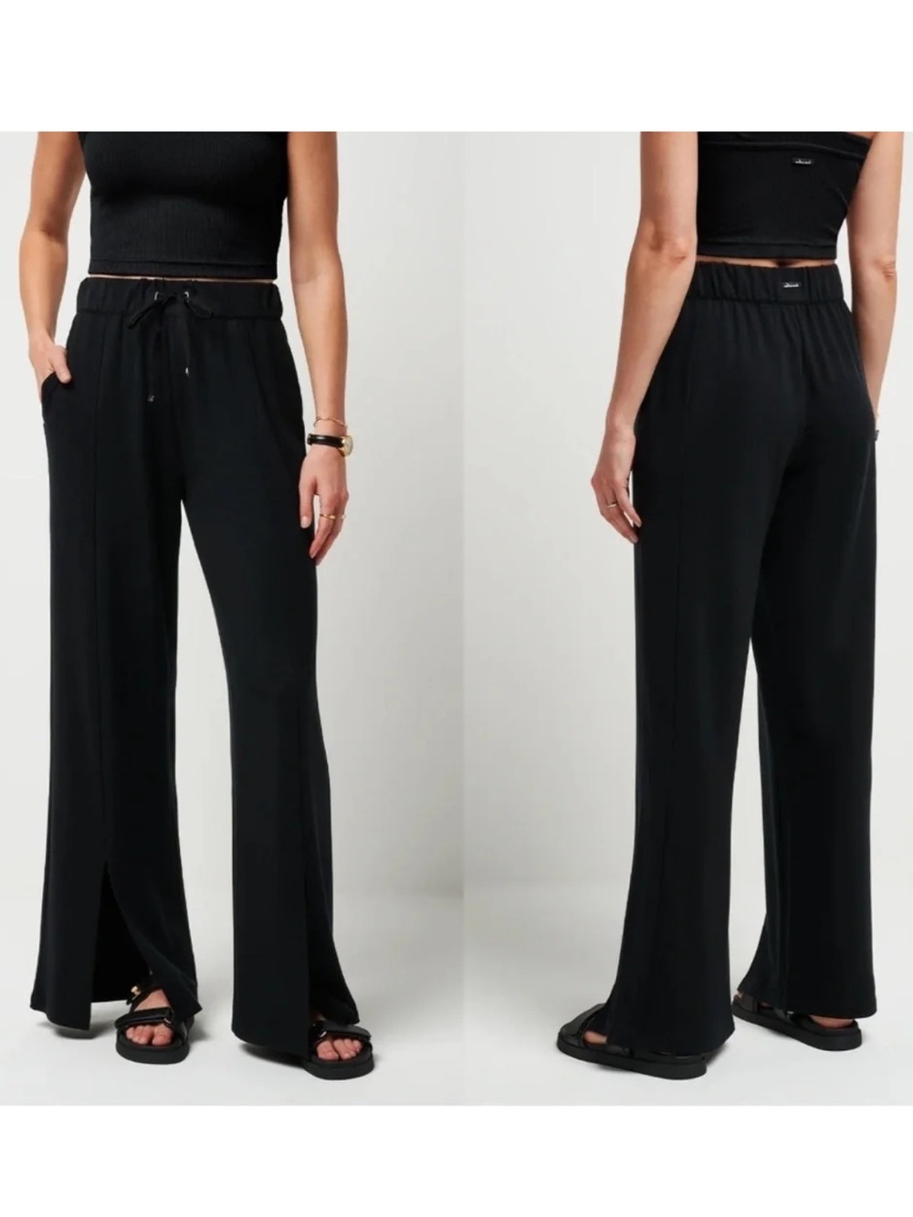 Travis Mathew Hidden Local Wide Leg Full Length Lounge Pants Black Lyocell